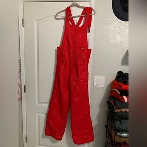 Red Insulated Ski Bib Overalls